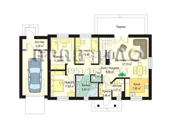 Проект коттеджа со сквозным гаражом S8-161-1 (Доминик 2)
