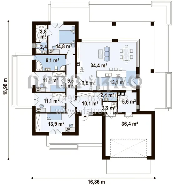 Проект комфортного дома для большой семьи  S3-187 (Z378 В)
