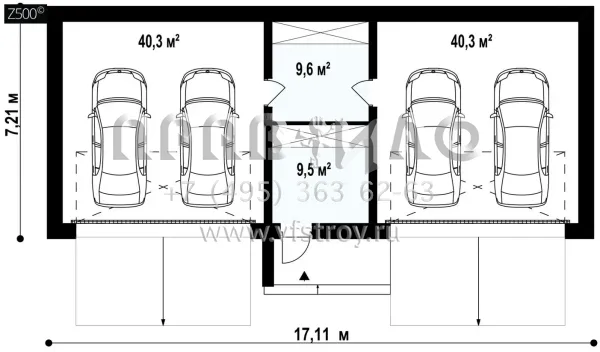 Проект стильного гаража на четыре автомобиля SG3-98 (Zg27)