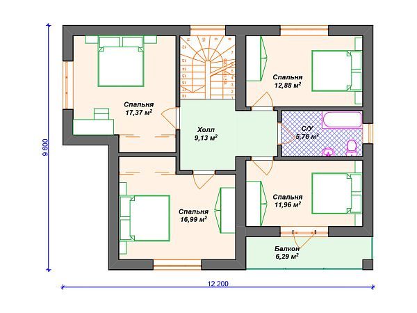 Проект каменного дома с мансардой S4-183 (К-196)