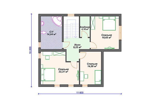 Проект дома с 3 спальнями и мансардой S4-179 (К-070)
