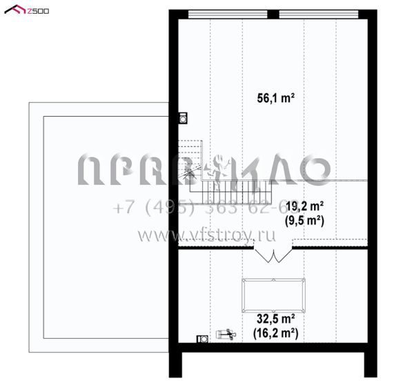 Проект красивого одноэтажного дома с обустроенным чердачным помещением S3-204-2 (Zx206)