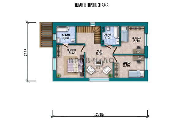 Проект мансардного дома в современном стиле с тремя спальнями и большой террасой S2-166 (267-166-1М)