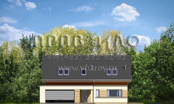 Проект коттеджа с фронтальным гаражом S8-219 (Вечеринка)