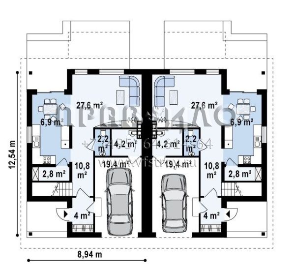 Проект двухэтажного дуплекса  S3-163 (ZB12)