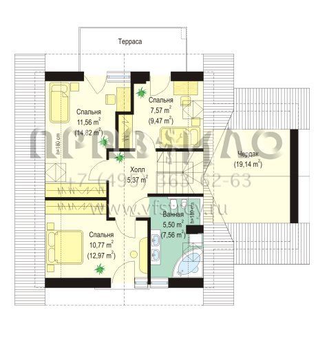 Проект коттеджа с двускатной крышей  S8-144 (Густав 2)