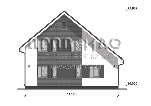 Проект компактного дома со скатной кровлей S-162