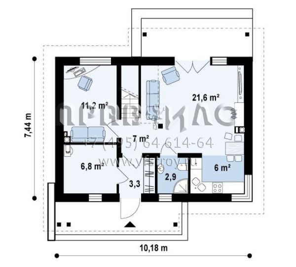 Проект небольшого одноэтажного дома с мансардой и летней террасой S3-112-8(Z210_v1)