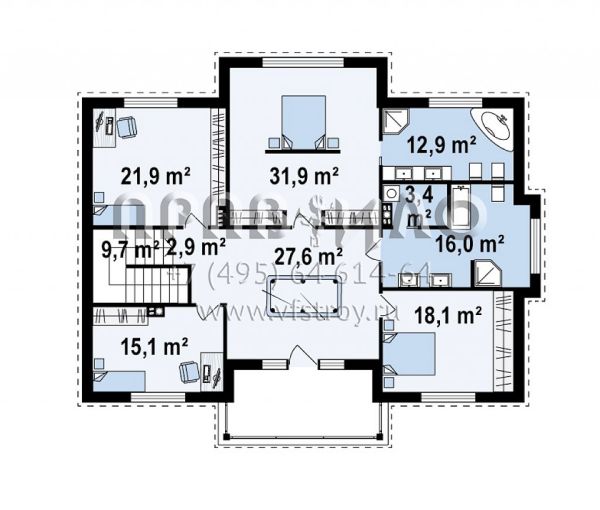 Проект классического двухэтажного особняка с сауной на первом этаже S3-311 (Zx113 bg)