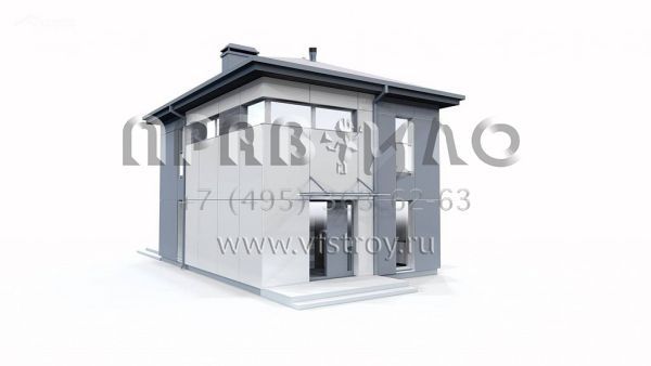 Проект небольшого двухэтажного дома с гостиной, тремя спальнями и уютной перголой  S3-97-2 (Z489)