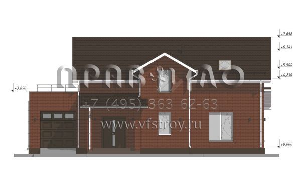 Проект двухэтажного дома с четырьмя спальнями и гаражом на одну машину S-204