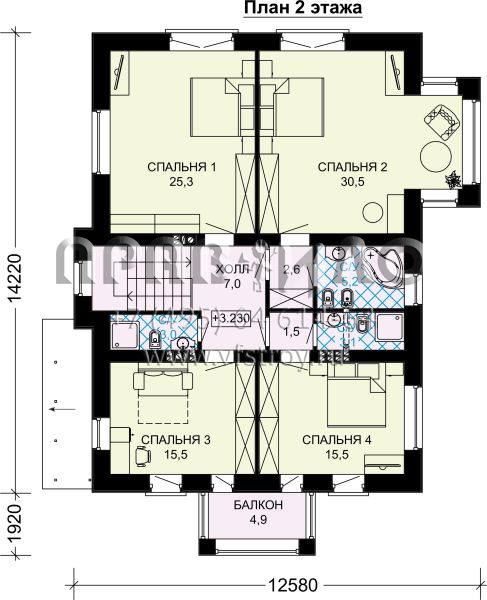 Проект кирпичного трехэтажного особняка S7-335 (2-17c.4)