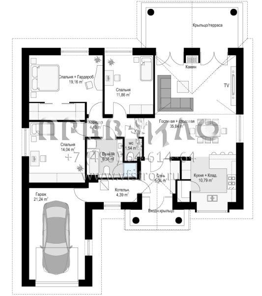 Проект красивого одноэтажного дома с классической архитектурой S8-171-3 (Дом на Парковой 2)