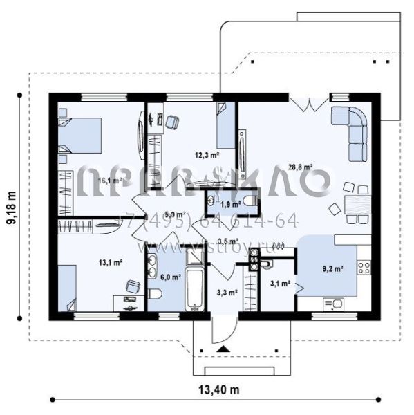 Проект частного дома квадратной формы S3-102 (Z69)