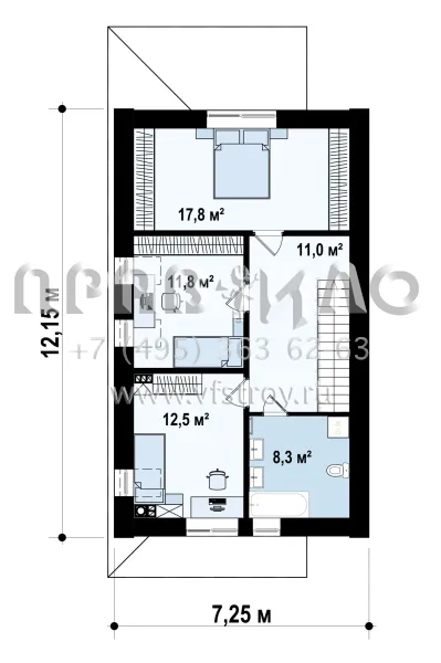 Проект мансардного дома для узкого участка S3-135 (Z431 v1)
