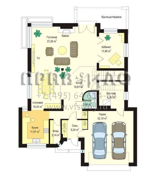 Проект загородного дома с кабинетом S8-332-2 (Топаз 2)