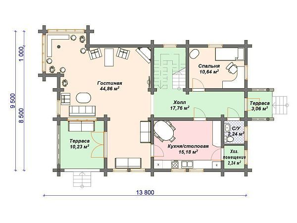 Проект деревянного дома 9 на 14 м с мансардой S4-230 (ДО-077)