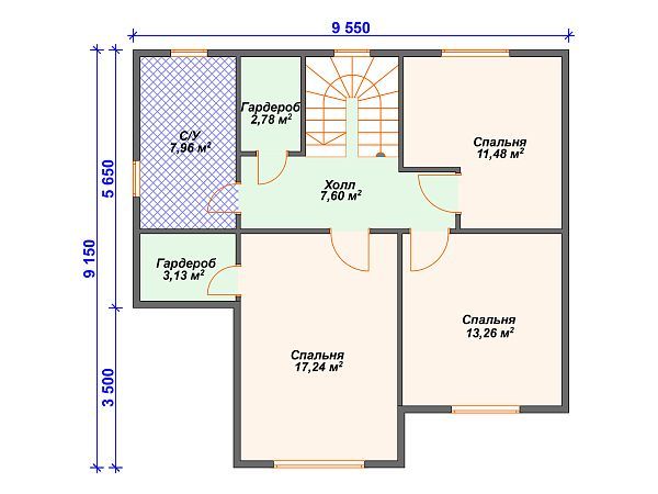 Проект каркасного дома с 3 спальнями S4-153 (И-009)