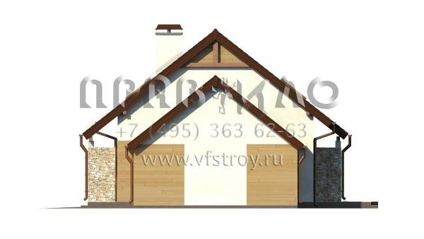 Проект коттеджа с пристроенным к правому фасаду гаражом S3-149-2 (Z102 GP)