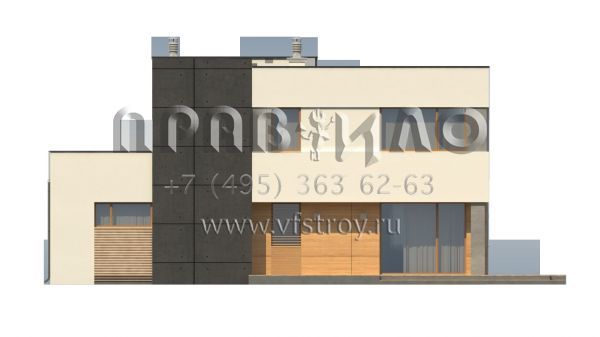 Проект загородного коттеджа с камином в стиле хайтек  S3-147-4 (Zx59)