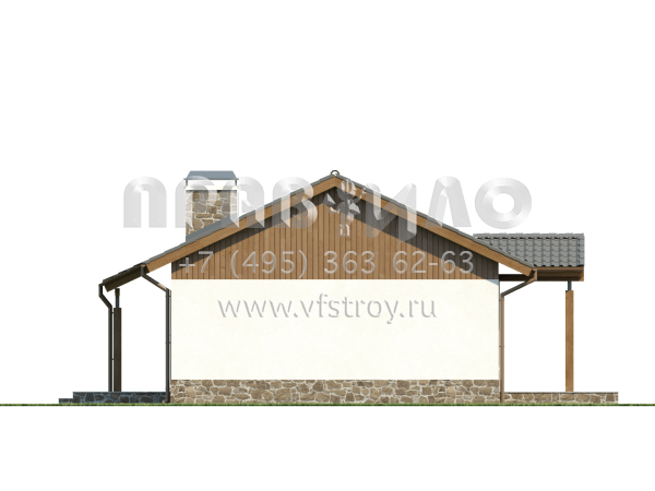 Проект маленького дачного дома с тремя комнатами S3-75 (Z72)