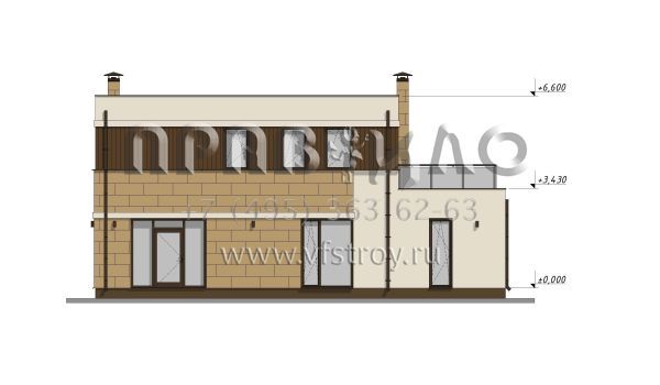 Проект небольшого дома в стиле хай-тек с гаражом S-137