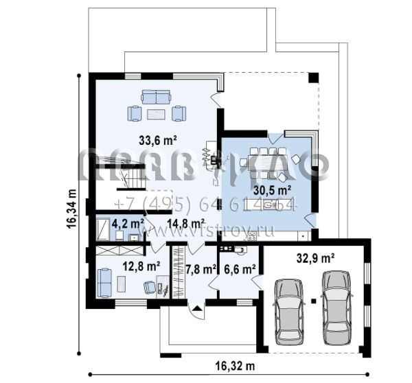 Проект комфортабельного двухэтажного коттеджа для большой семьи s3-264 (Z156 A)