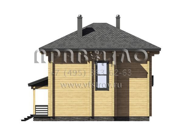 Проект двухэтажного деревянного дома с террасой S7-145 (1-53)