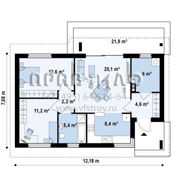 Проект простого компактного частного дом для двоих  S3-71 (Z87)