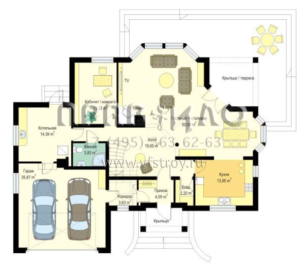 Проект коттеджа с большой террасой S8-315 (Майя 4)