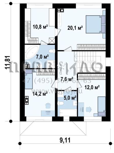 Проект двухэтажного дома  S3-156 (Zx24 a v2)