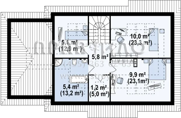 Проект комфортабельного дома с пристроенным гаражом S3-198 (Z105)