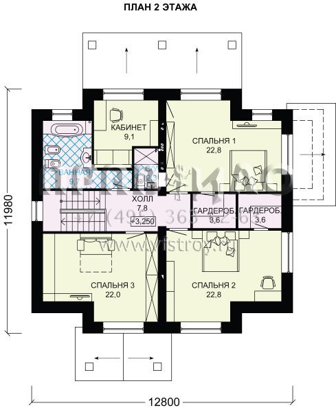 Проект двухэтажного загородного дома S7-223 (3-28а)