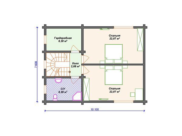Проект деревянного дома с мансардой S4-210 (ДС-123)
