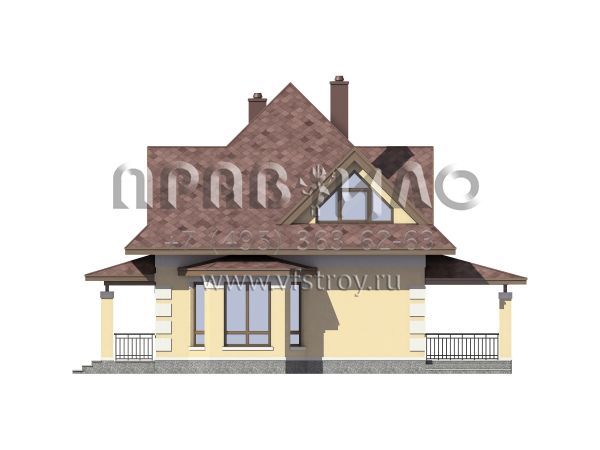 Проект небольшого дома из газобетона с шатровой крышей S7-132 (3-13b.1)