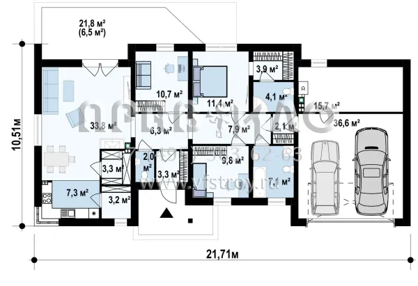Проект загородного коттеджа для небольшой семьи S3-166-2 (Z167)