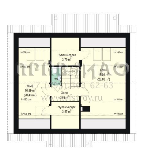 Проект небольшого мансардного коттеджа S8-142-1 (Жабка 2)