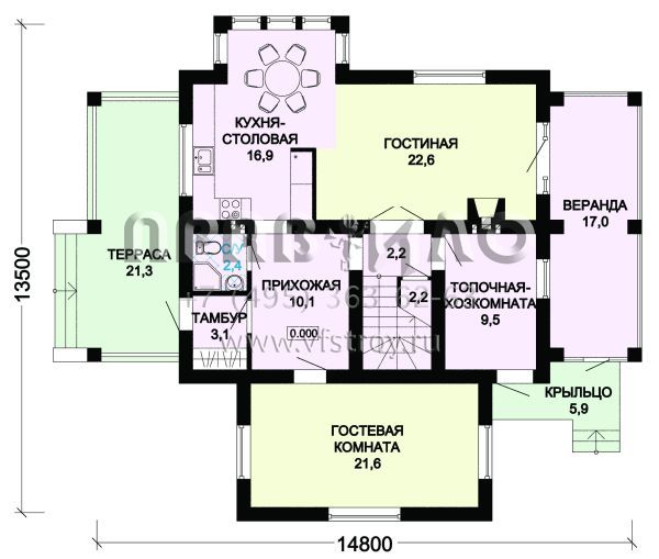Коттедж из газобетона в японском стиле S7-207 (3-15)