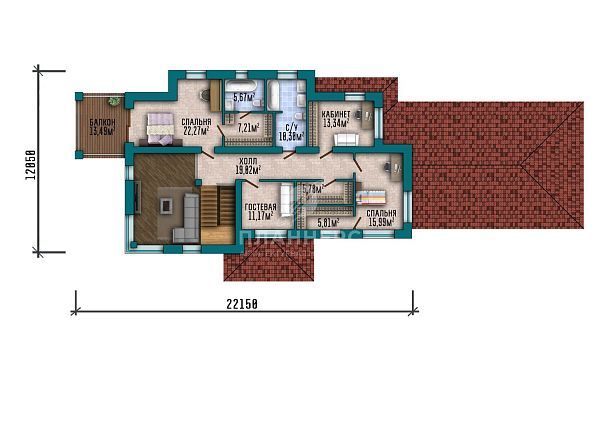 Проект двухэтажного дома в стиле Райт с витражным остеклением, вторым светом, навесом для двух автомобилей S2-315 (405-315-2)