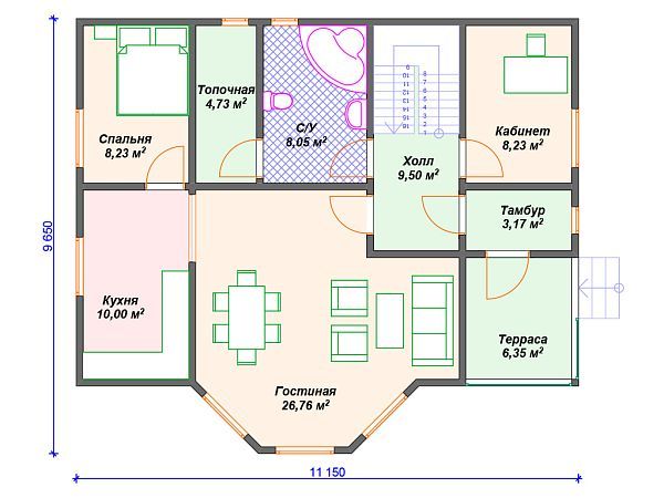 Проект каркасного дома с эркером S4-166 (И-057)