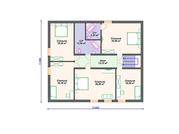 Проект дома с мансардой S4-280 (К-038)