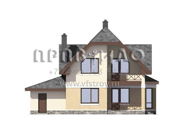 Проект загородного дома с гаражом и эркером S7-184 (3-42c)