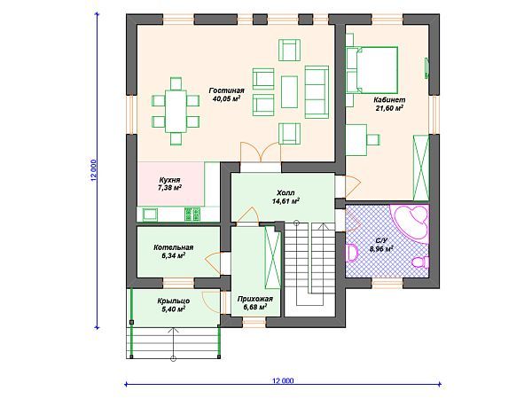 Проект комбинированного дома с 3 спальнями S4-206 (А-021)
