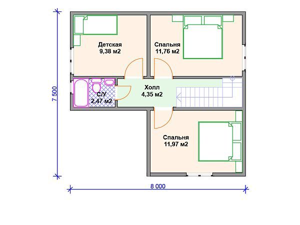 Проект каркасного дома с 3 спальнями S4-94 (И-069)