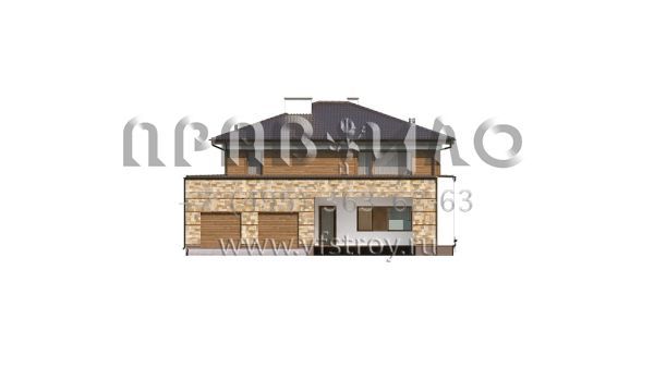 Проект двухэтажного дома с гаражом на два автомобиля и встроенной баней S3-255 (Zx62)