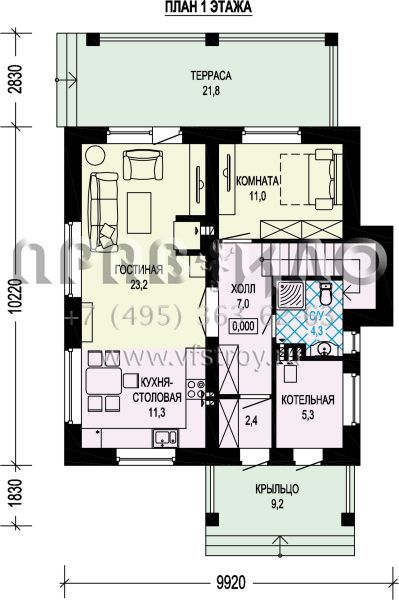 Проект двухэтажного кирпичного дома с четырьмя спальнями S7-135(5-46.1)