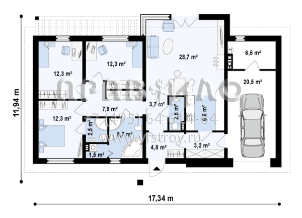 Стоимость строительства одноэтажного оригинального дома  S3-133-4(Z165 v2)