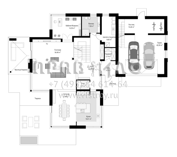 Проект большого двухэтажного дома с оригинальной архитектурой S8-442-1 (Дом с Видом B)