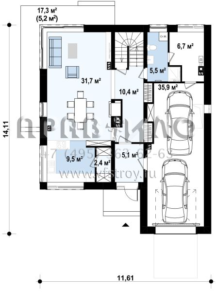 Проект комфортного двухэтажного дома с подвалом S3-314 (Zx7 P)