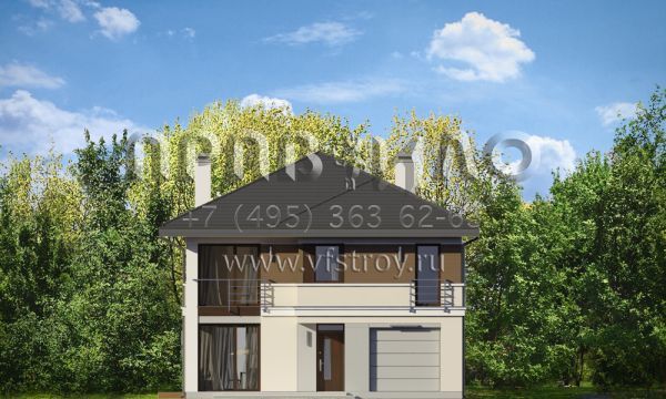 Проект дома из керамоблоков с окнами в пол S8-206-2 (Титан)